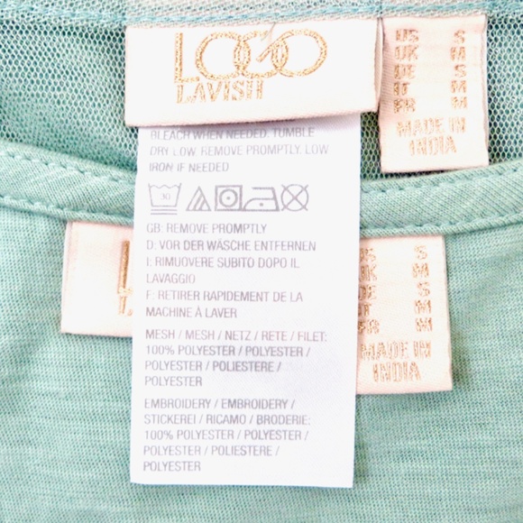 NEW! LOGO Lavish Lori Goldstein Embroidered Mesh Tunic Blouse Sage Green SZ S - Picture 8 of 9